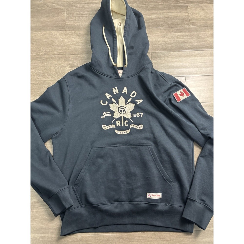 Red Canoe Hoodie Mens L Cross Canada Heritage Black Hooded Sweat Shirt